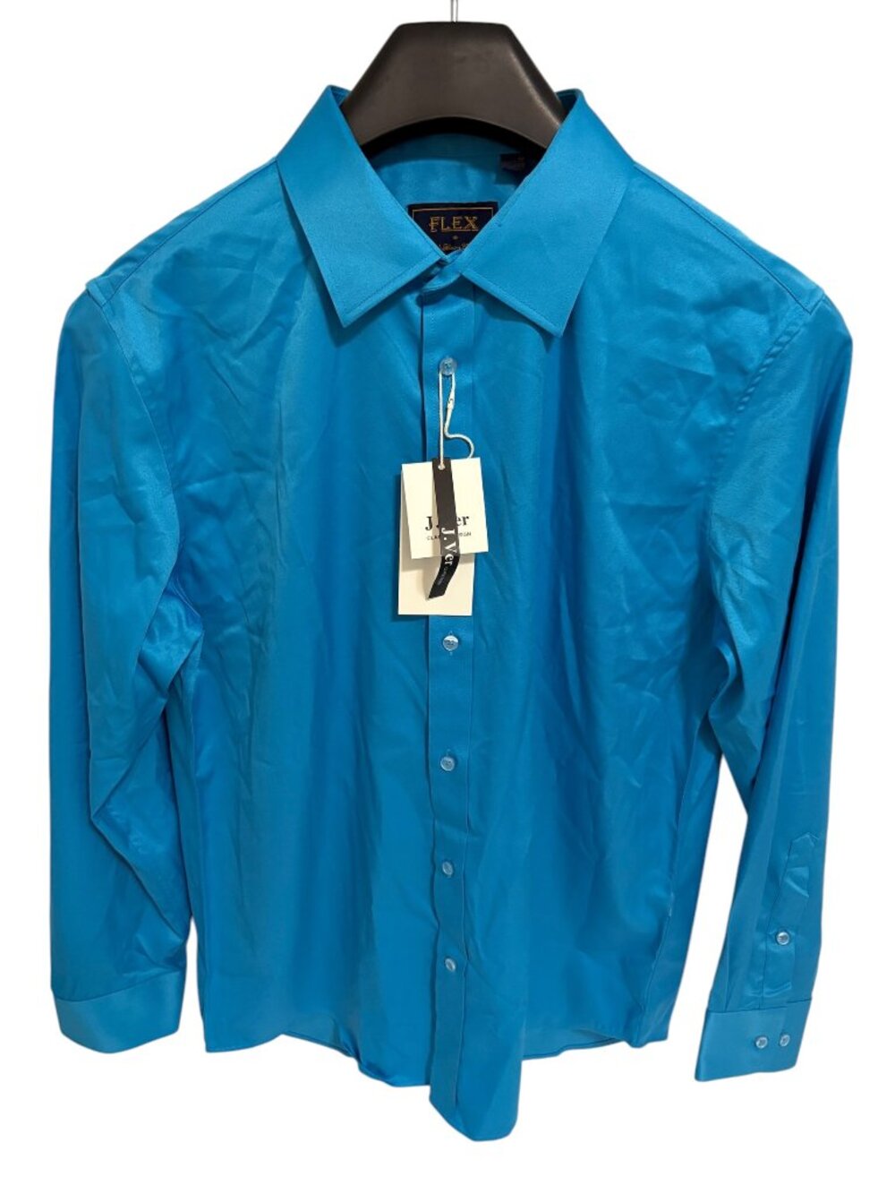 Flex Luxury Collection Men's Dress Shirt Medium Silk Long Sleeve Design Italy